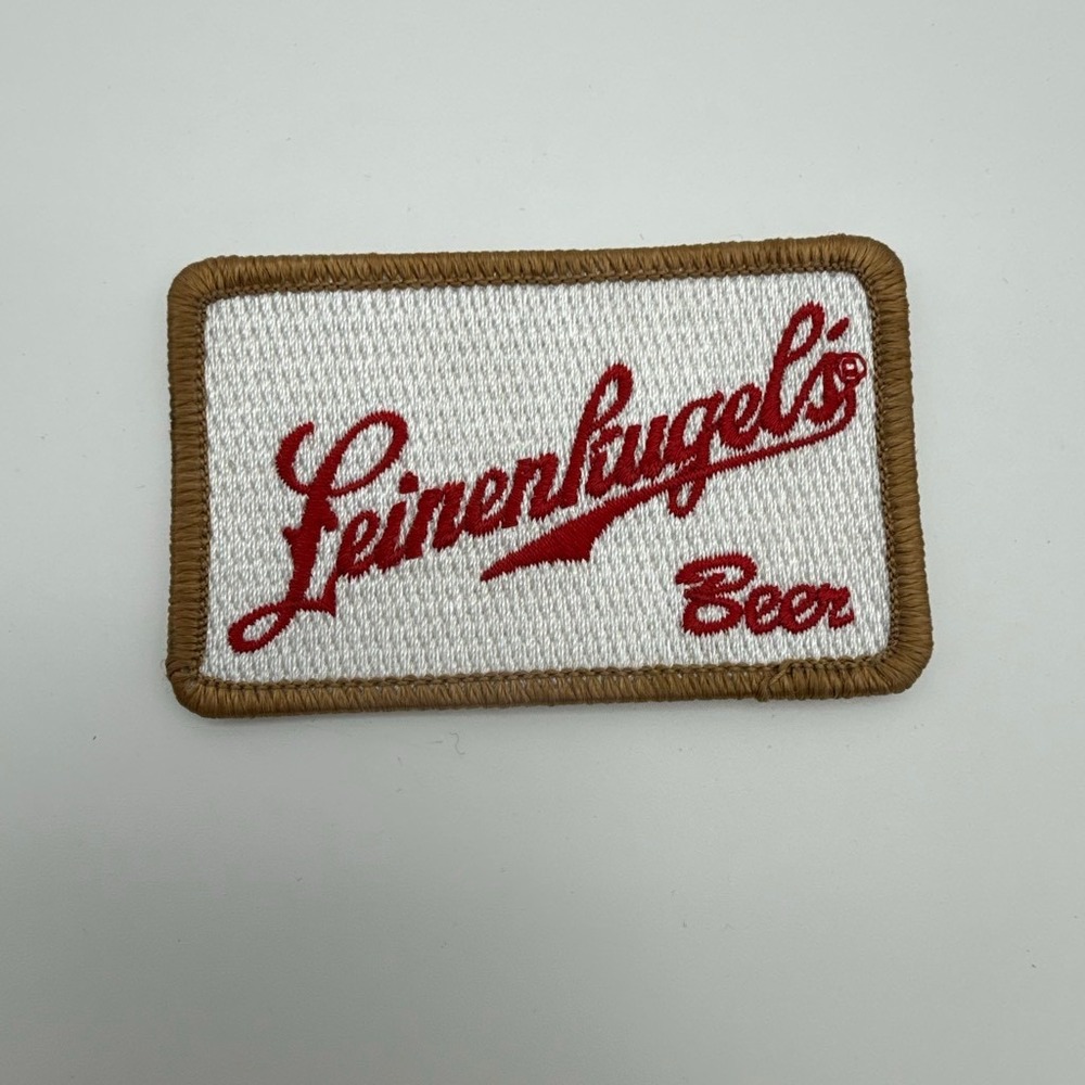 Vintage Leinenkugels Beer Embroidered Patch Red White Tan Logo 3x2 Inch‎